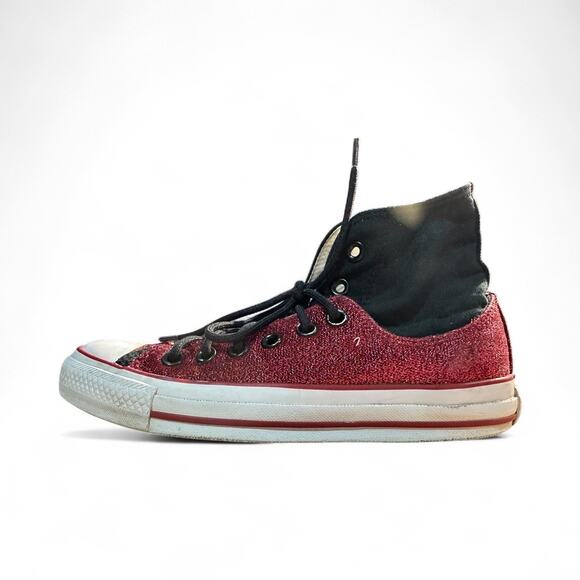 Vtg Converse Chuck Taylor All Star Glitter High Top Shoes Women’s 7 Men’s 5 Red - Picture 7 of 10